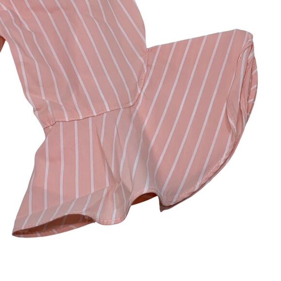 Calvin Klein Women's Pink/White Striped Blouse Top Ruffle Bell Sleeves Size XS - Picture 6 of 8